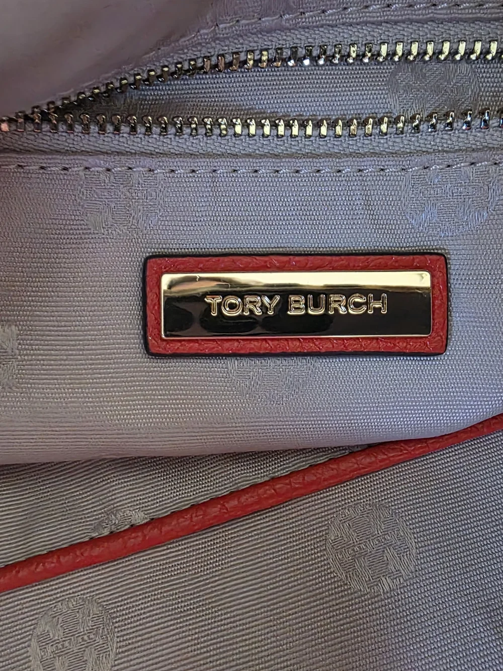 Tory Burch Carter Slouchy Hobo Poppy Red Pebbled Leather Chain Shoulder Bag